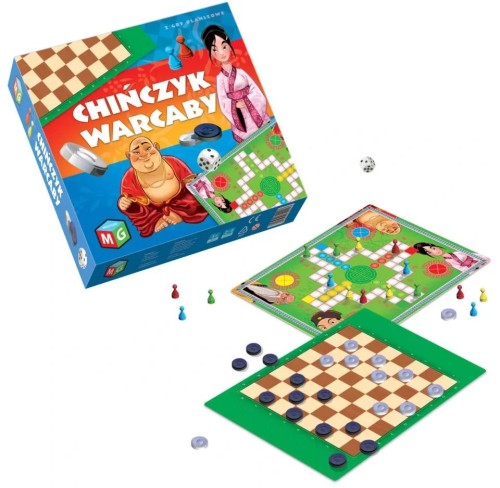 Chińczyk i Warcaby 2w1 MULTIGRA, rodzinny zestaw gier planszowych dla dzieci od 5 lat