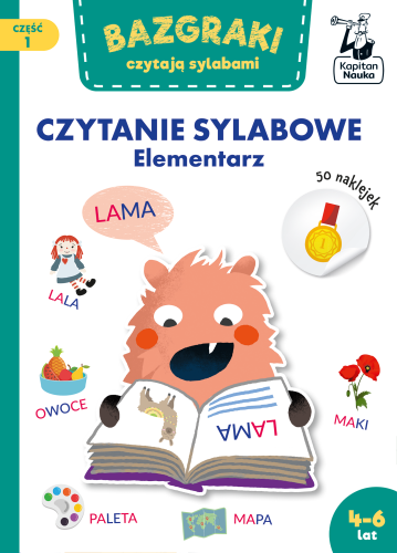 Elementarz Bazgraki czytają sylabami Kapitan Nauka z ilustracjami dla dzieci