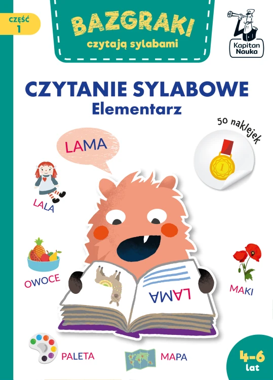 Elementarz Bazgraki czytają sylabami Kapitan Nauka z ilustracjami dla dzieci