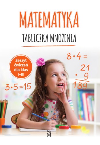 Zeszyt ćwiczeń z tabliczką mnożenia SBM dla uczniów klas 1–3, okładka książki.