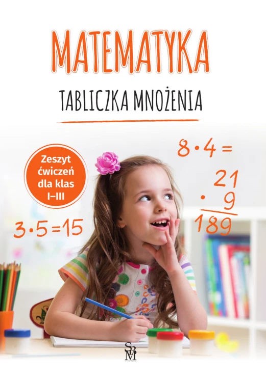 Zeszyt ćwiczeń z tabliczką mnożenia SBM dla uczniów klas 1–3, okładka książki.