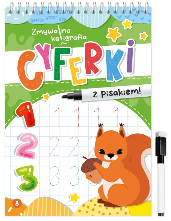 Cyferki – zmywalna kaligrafia dla dzieci, książka do nauki pisania cyfr po śladzie