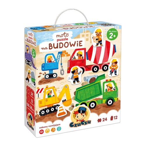 CzuCzu Moto Puzzle Na budowie Bright Junior Media – duża układanka z pojazdami