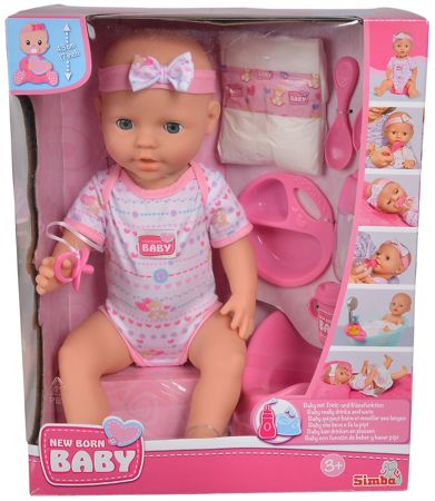 Akcesoria do karmienia i pielęgnacji lalki bobasa New Born Baby podczas zabawy.