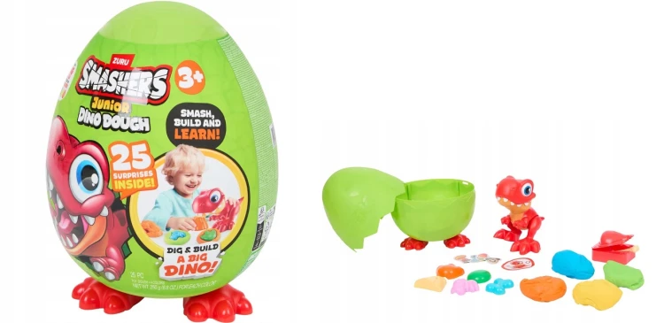 Smashers Junior Dino Dough, jajko niespodzianka z dinozaurem i masą plastyczną