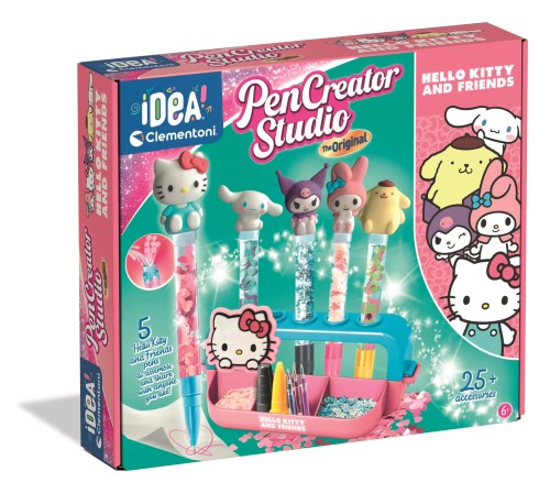 Fabryka długopisów Hello Kitty i Przyjaciele Clementoni z zestawem do tworzenia pięciu ozdobnych długopisów