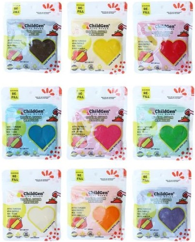 Naturalna ciastolina sensoryczna ChildGen EKO-PACK w opakowaniu z dziewięcioma kolorami masy plastycznej