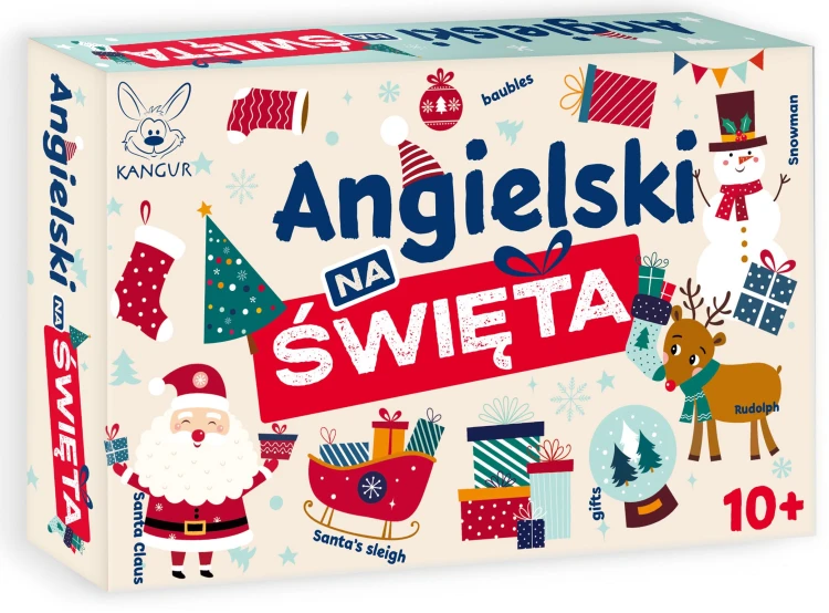 Karty i pytania w grze Angielski na Święta KANGUR do nauki języka przez quiz