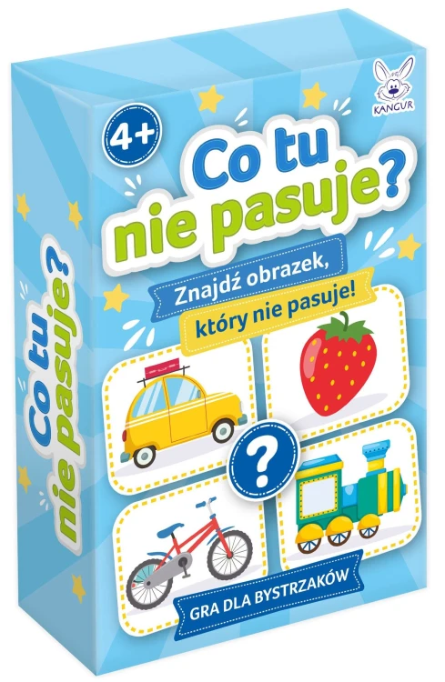 Karty gry Co tu nie pasuje? Mini KANGUR do porównywania czterech ilustracji