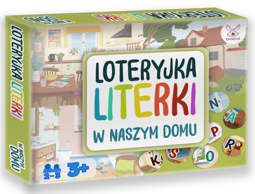 Gra edukacyjna KANGUR z literami i ilustracjami przedmiotów spotykanych w domu
