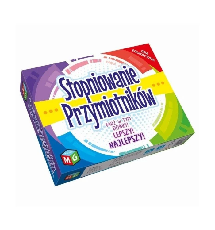 Tabliczki i elementy gry MULTIGRA do nauki poprawnych form przymiotników