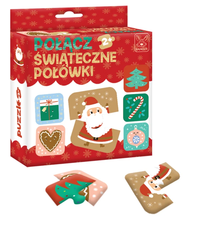 Połącz Świąteczne Połówki KANGUR – puzzle z obrazkami bożonarodzeniowymi