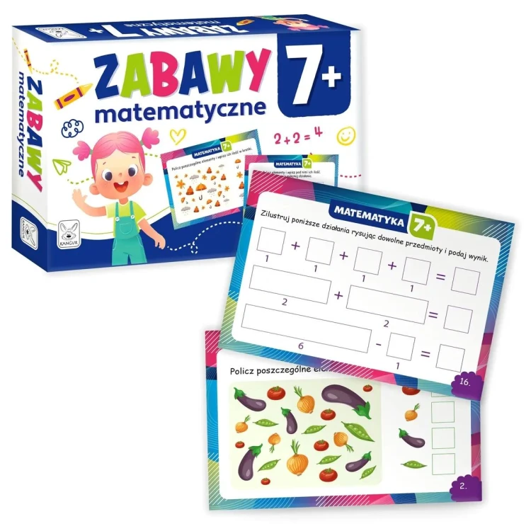 Zabawy matematyczne 7+ KANGUR – gra edukacyjna z ilustrowanymi zadaniami i kartami do nauki