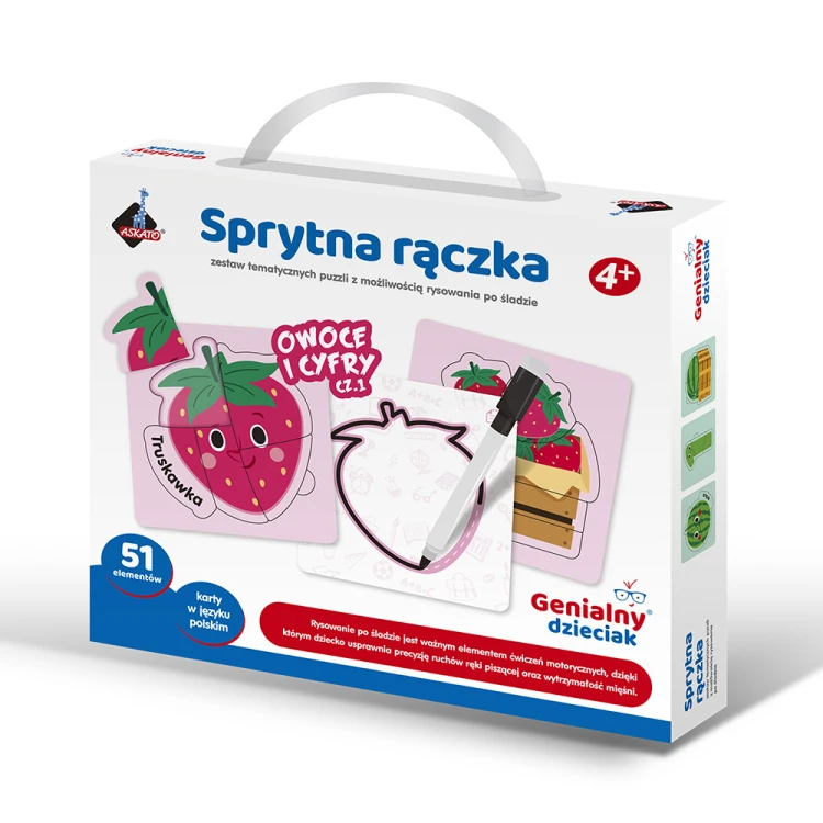 Sprytna Rączka ASKATO, puzzle edukacyjne Owoce i Warzywa z rysowaniem po śladzie