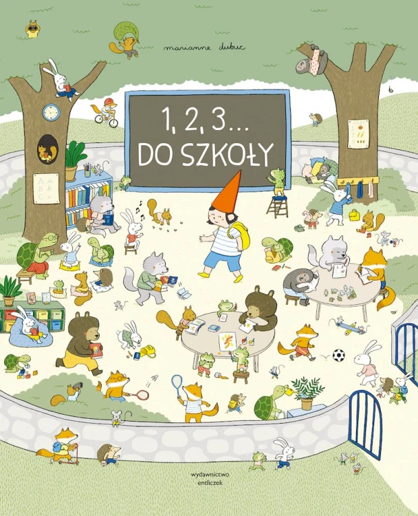Okładka książki 1, 2, 3... do szkoły Wydawnictwa Entliczek dla dzieci