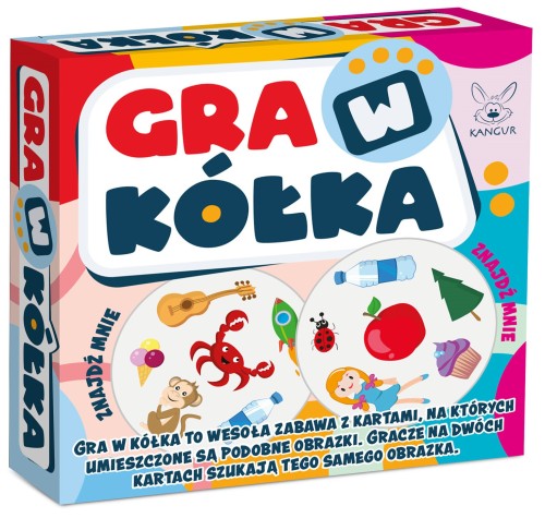 Karty do gry w Kółka KANGUR – okrągły format i wspólne szukanie takich samych ilustracji