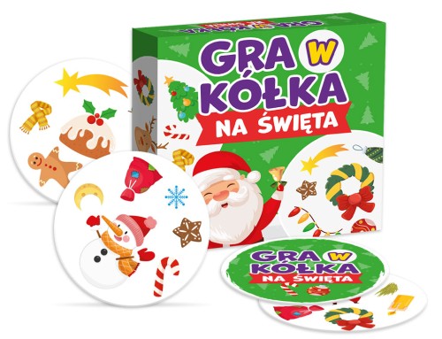 Gra karciana w Kółka na Święta KANGUR dla dzieci, oparta na szukaniu pasujących obrazków