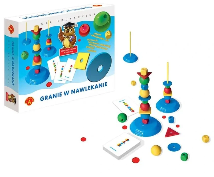 Granie w Nawlekanie ALEXANDER GRY, gra edukacyjna z kolorowymi elementami do nawlekania