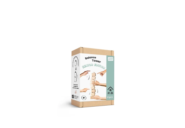 Zestaw 8-elementowy Balance Tower Senior Edition z drewna do ćwiczeń manualnych i terapii dłoni