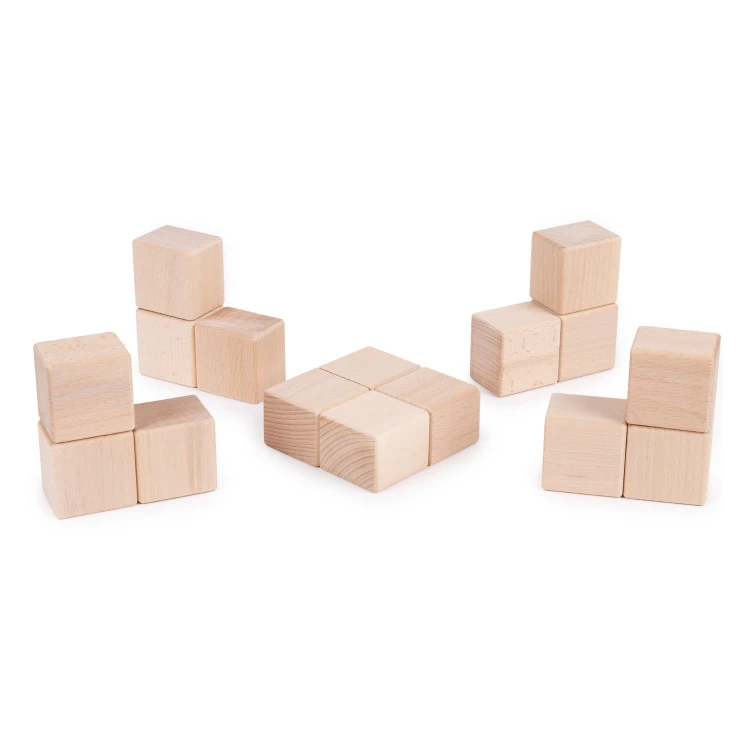 Klocki drewniane Just Blocks 16 pcs, łatwe do chwytania i obracania w małych dłoniach