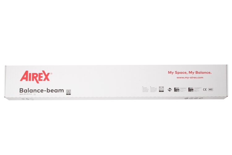 Równoważnia Airex Balance-beam — zdjęcie pokazujące relację grubości 6 cm do długości 162 cm oraz jej płaską powierzchnię