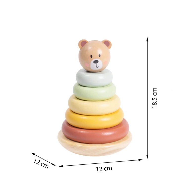 Pastelowe kolorowe krążki do układania na słupku piramidki sensorycznej Miś TOOKY TOY