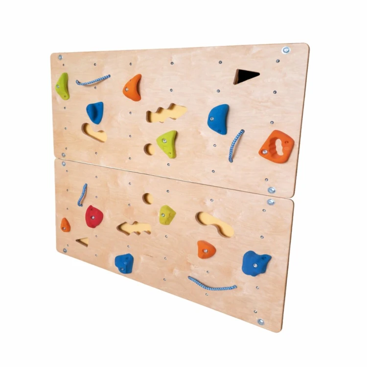 Panel ścianki wspinaczkowej 120 × 60 cm w widoku z przodu, pokazujący rozmieszczenie chwytów i elementy montażowe
