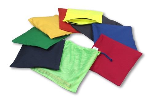 Zestaw 8 otwieranych kwadratów 28 × 28 cm — bawełna Oeko‑Tex®, rzepy do wypełniania i worek ściągany sznurkiem z blokadą