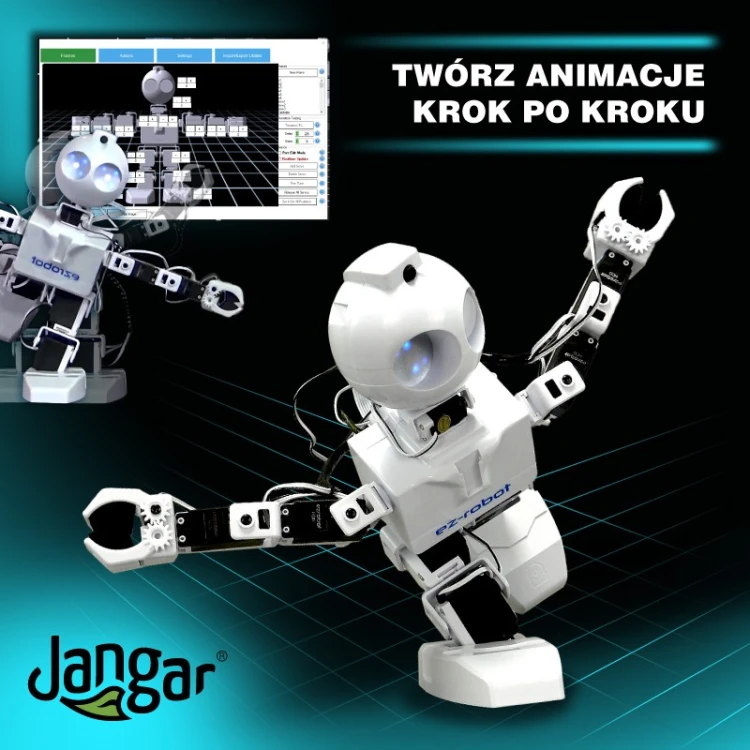 Robot JD Humanoid JANGAR prezentujący ruchome elementy i możliwości programowania