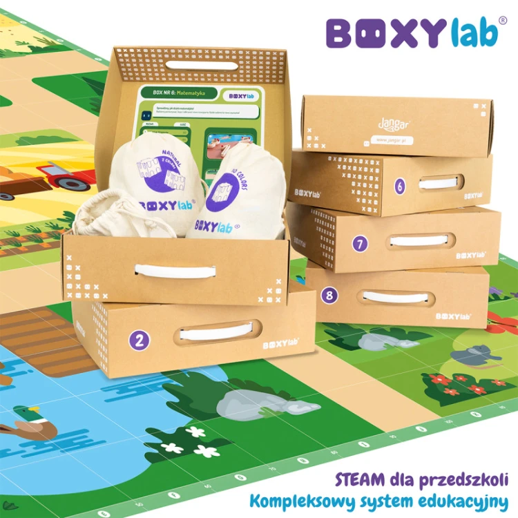 Mata edukacyjna BOXYlab 184 × 154 cm z polami tematycznymi do zajęć przyrodniczych i ekologicznych