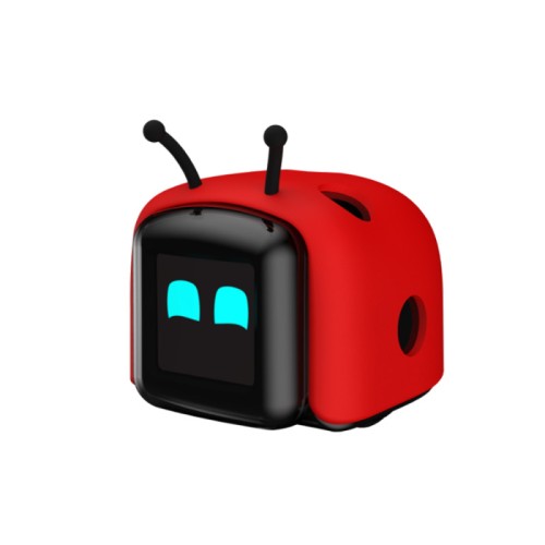 Widok robota edukacyjnego Biedronka WiseBot na kolorowej mapie przy pokazie działania kart poleceń, elementy do nauki programowania bez ekranu