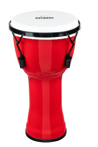 Syntetyczne djembe NINO 8” czerwone – bęben dla dzieci do rytmiki