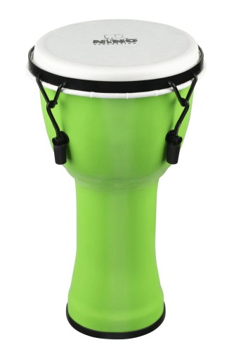 Zielone syntetyczne djembe NINO 8 cali, instrument muzyczny dla dzieci na zajęcia rytmiczne