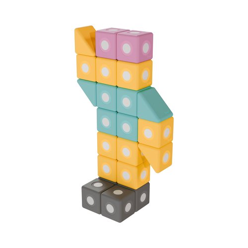 Klocki piankowe TUKI Builder 94 ustawione na zewnątrz na trawie podczas zabawy na świeżym powietrzu
