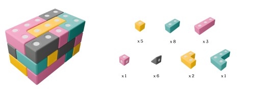 Ilustracja 24822: zbliżenie na kapsuły magnetyczne i powierzchnię pianki w zestawie TUKI Builder, pokazujące system łączenia obrotowych kapsuł