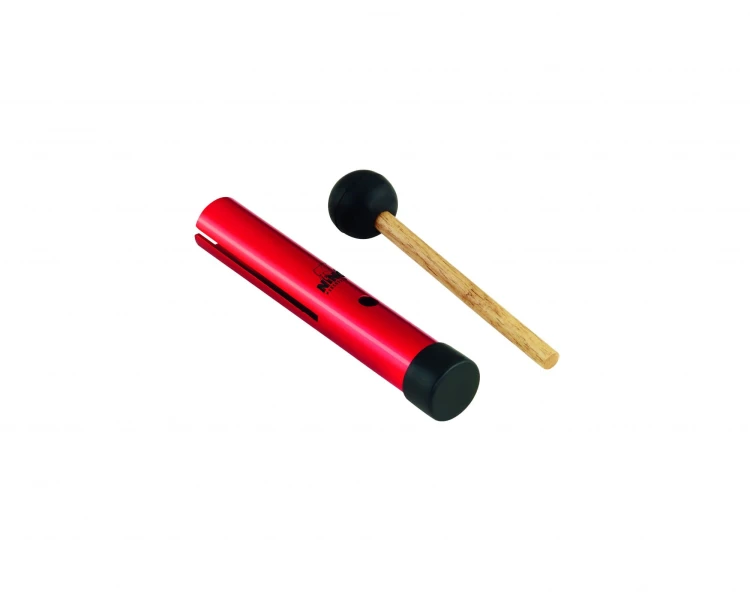 Czerwony instrument muzyczny Wah-Wah Tube NINO602R wykonany z aluminium, widok pod kątem