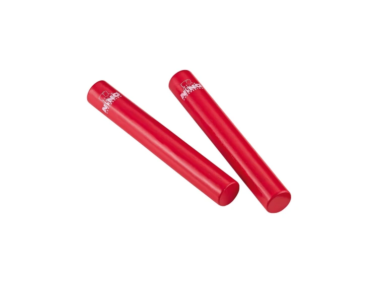 Para czerwonych kiji grzechotek RATTLE STICKS wykonanych z trwałego drewna Rubber Wood o długości 18 cm
