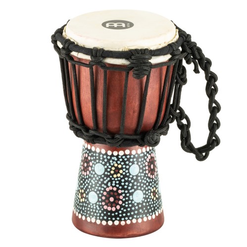 Mini bęben djembe o średnicy 4 1/2 cala z mahoniowym korpusem i ręcznie malowanym wzorem kwiatowym