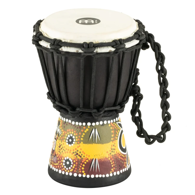 Mini bęben djembe z mahoniu z ręcznie malowanym wzorem gekona i kozią skórą, średnica 4 1/2 cala