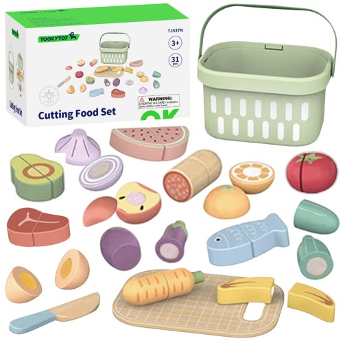 TOOKY TOY Drewniany zestaw – warzywa i owoce