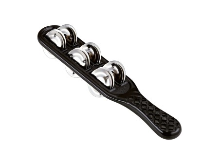 Dzwonki NINO13BK JINGLE STICKS z ergonomicznym uchwytem, wykonane z plastiku i powlekanej stali, widok z boku