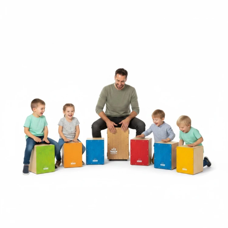 Widok instrumentów perkusyjnych cajon z wbudowanym efektem werblowym
