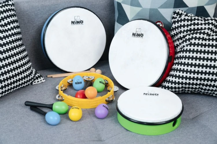 Kolorowe shakery i marakasy jajka z zestawu NINO Kids Mixed Rhythm Set do zabaw muzycznych