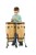 Widok detali drewnianych kong NINO Wood Conga Set 8 i 9 cali z czarnymi metalowymi okuciami