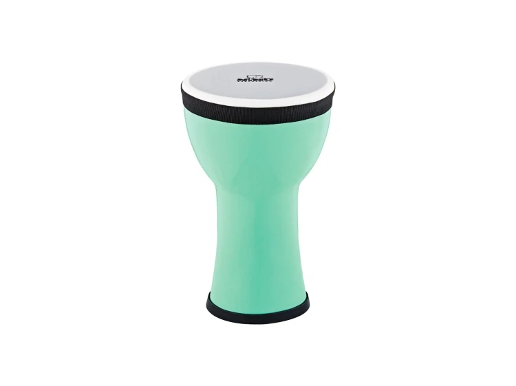 Mini djembe 6 cali w kolorze mięty z syntetyczną powłoką, widok z boku
