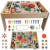 Drewniany stół edukacyjny MASTERKIDZ 55 z panelem 63x63 cm i akcesoriami STEM WALL do zabawy konstrukcyjnej
