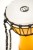 Zbliżenie na korpus syntetycznego djembe bębna w kolorze żółtym o wymiarach 17,5 cm na 31 cm