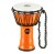 Pomarańczowe djembe 7 cali o średnicy 17,5 cm i wysokości 31 cm, idealne do plenerowej gry muzycznej