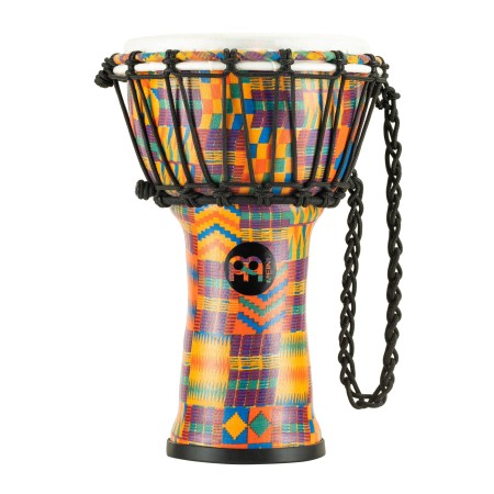 Instrument djembe 7 cali z widocznym korpusem i naciągiem w kolorze Kenyan Quilt