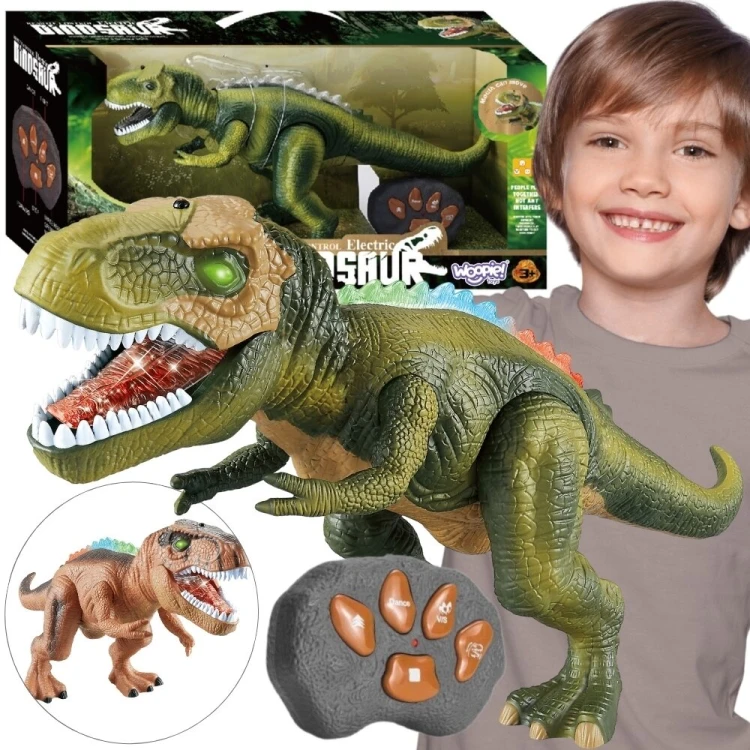 WOOPIE Dinozaur RC Tyrannosaurus Rex — pełny widok zabawki z podświetlanymi oczami i grzbietem
